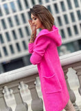 Load image into Gallery viewer, Ladies Longline Cardigan/ fuchsia
