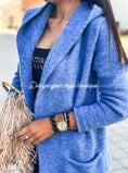 Load image into Gallery viewer, Ladies Longline Cardigan/ azure