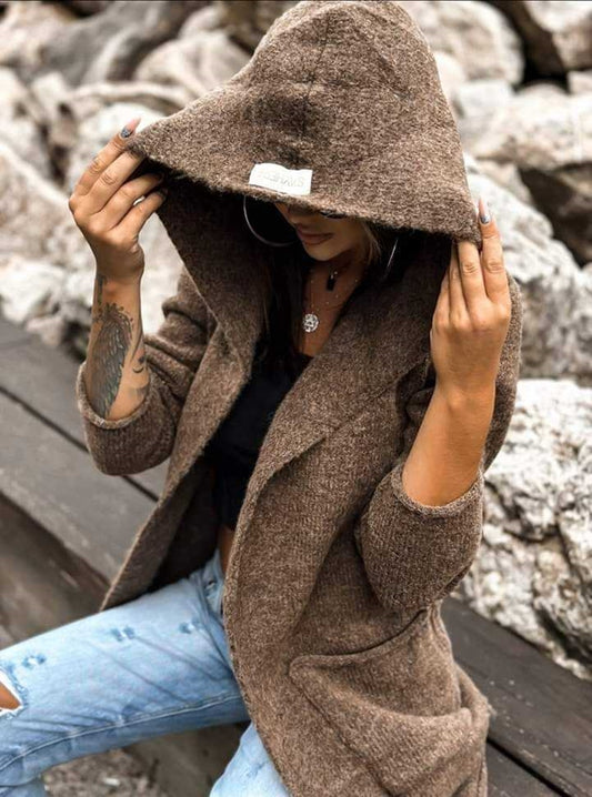 Ladies Longline Cardigan/ chocolate