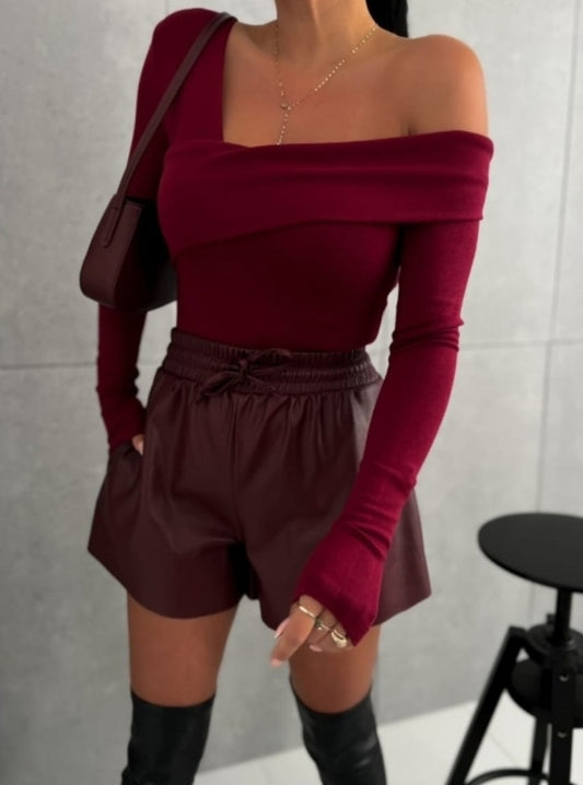 Burgundy Long Sleeve Top