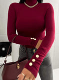 Load image into Gallery viewer, Burgundy Turtle Neck Top with Gold Buttons

