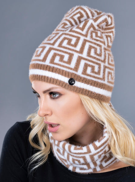 Set: hat and scarf caramel/white